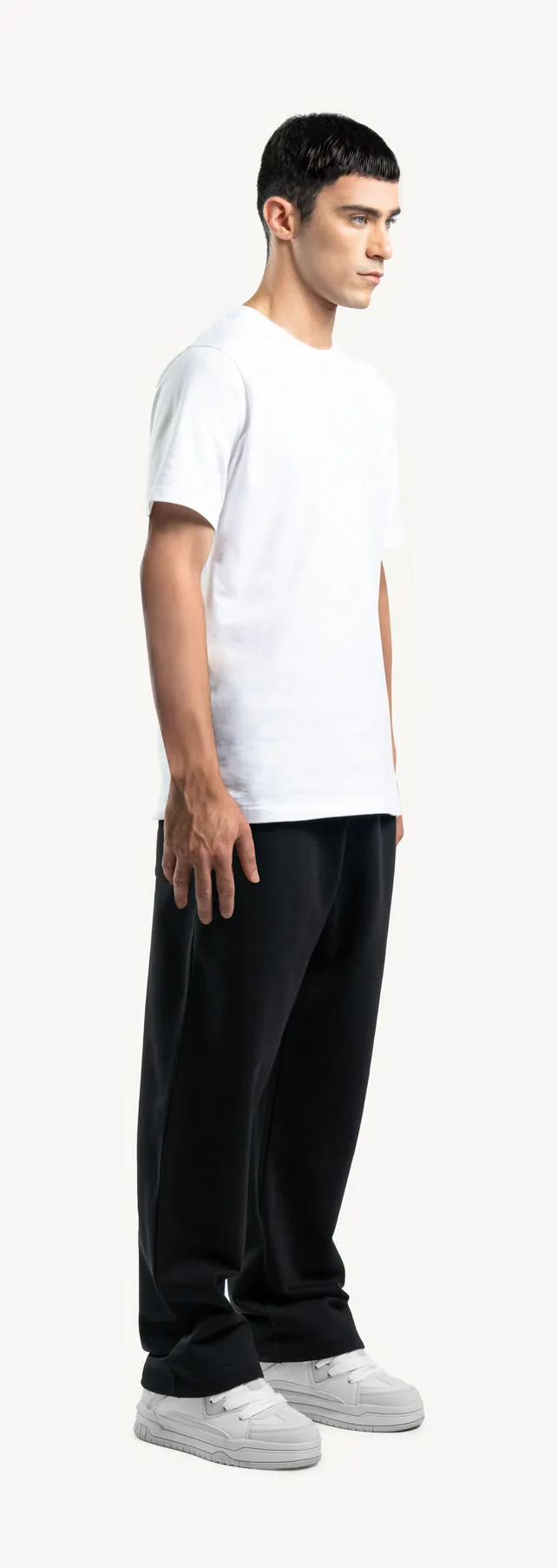 Black Straight-Leg Relaxed Sweatpants.