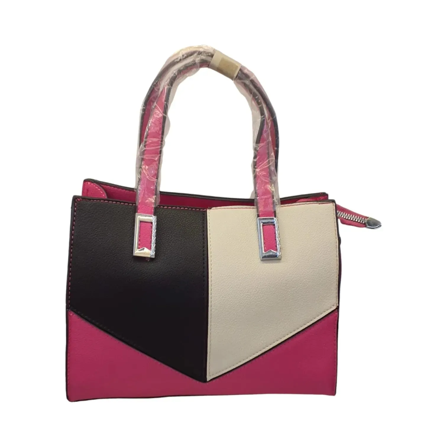 Block Front Pocket & Multi-Tone Tote Handbag