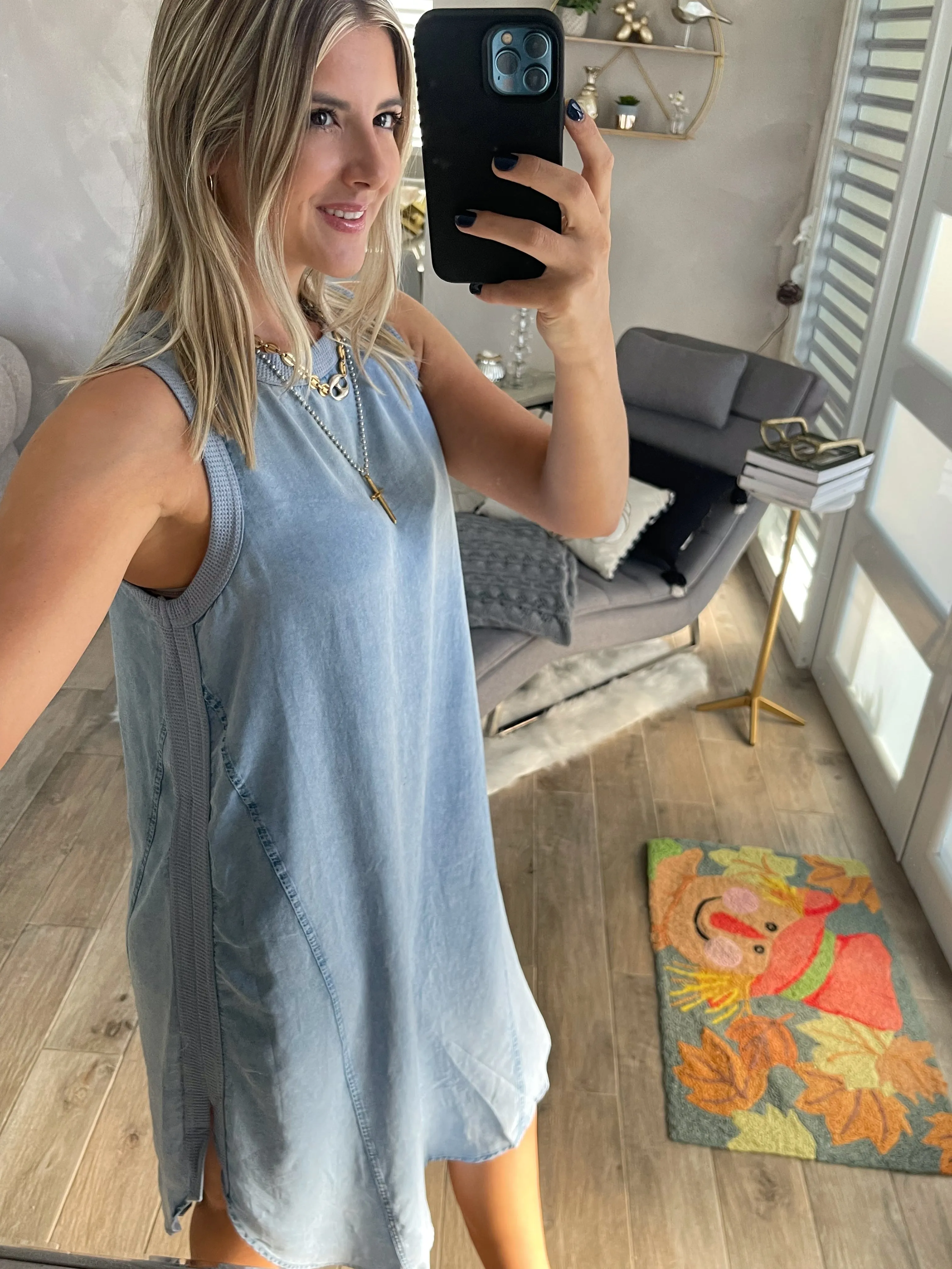 BLUE DENIM TENCEL MIDI DRESS