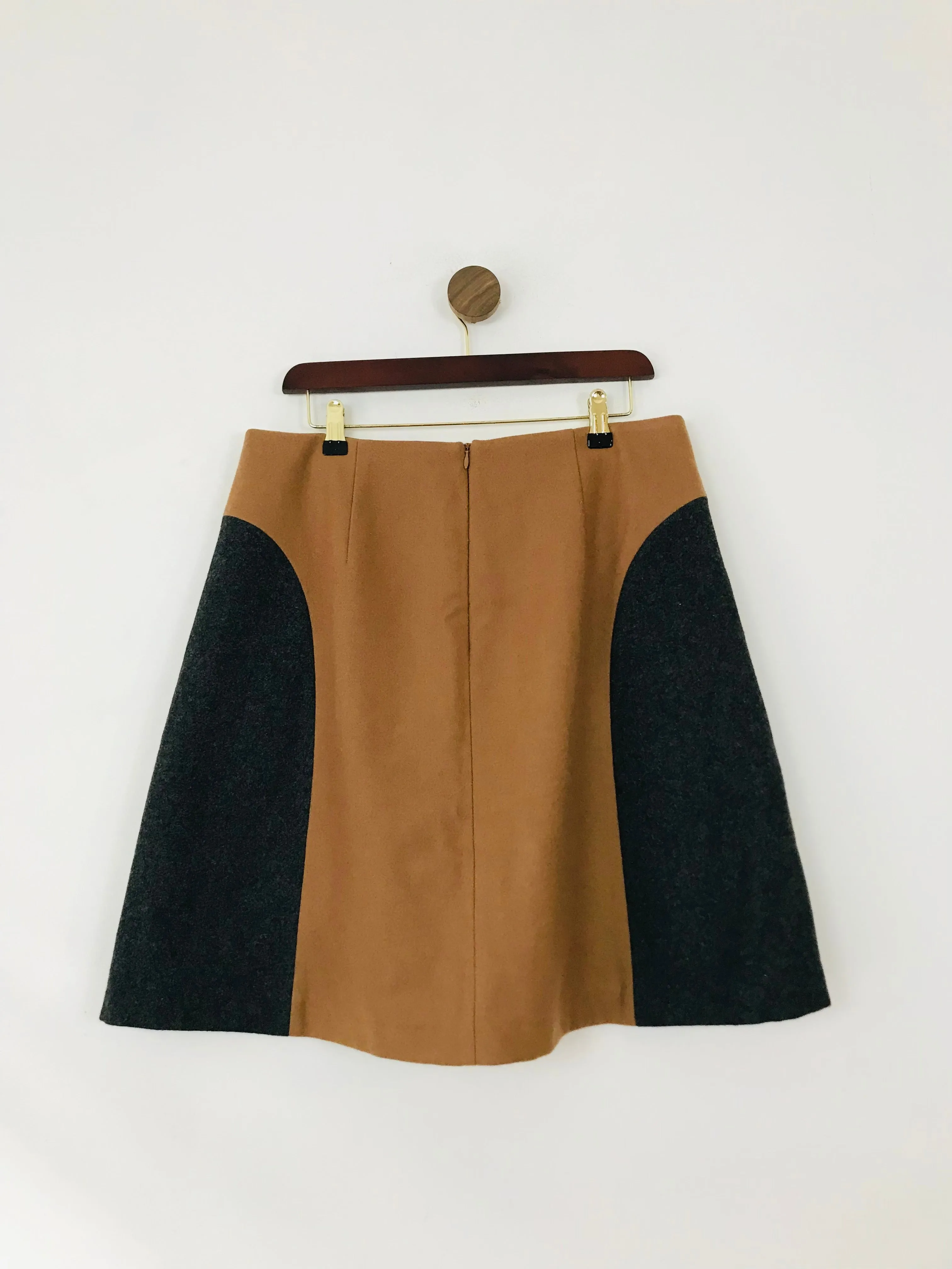 Boden Women's Colour Block Wool Blend A-Line Skirt | UK14 | Brown