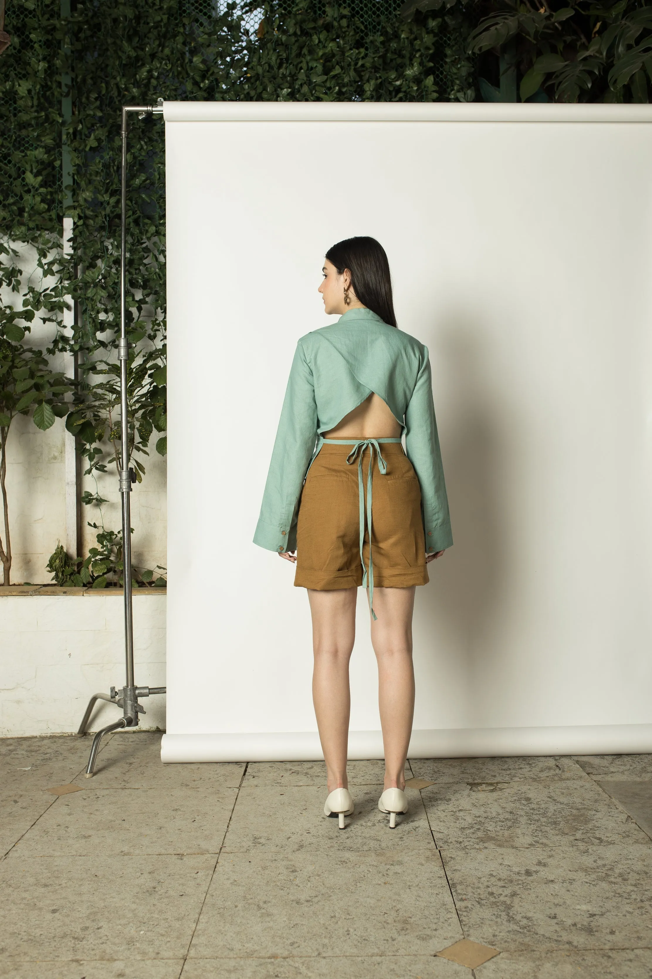 Brown Straight-Leg Shorts