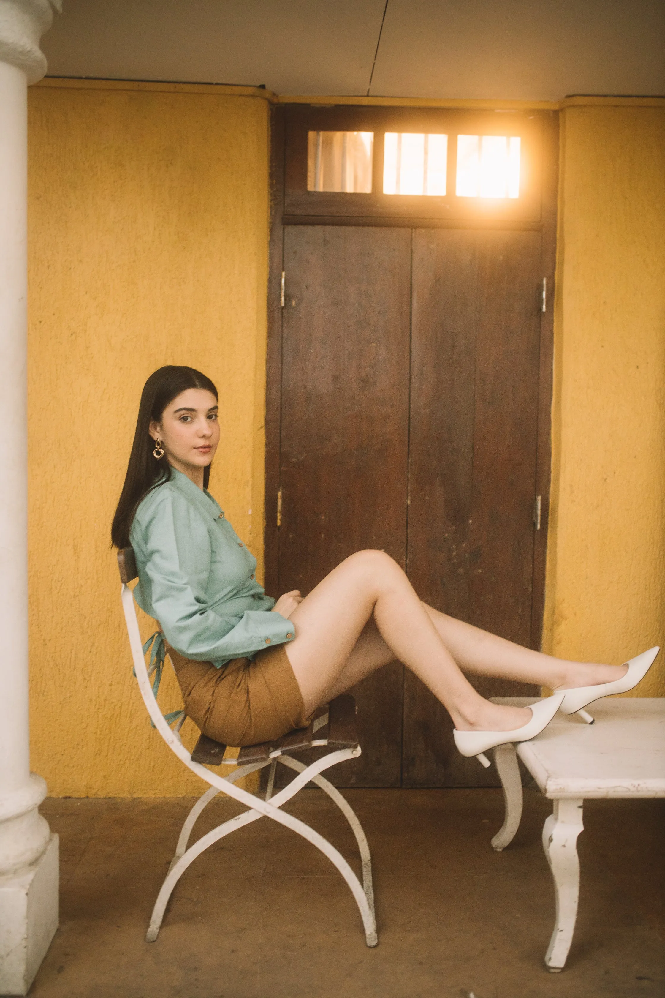 Brown Straight-Leg Shorts