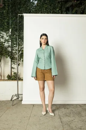Brown Straight-Leg Shorts