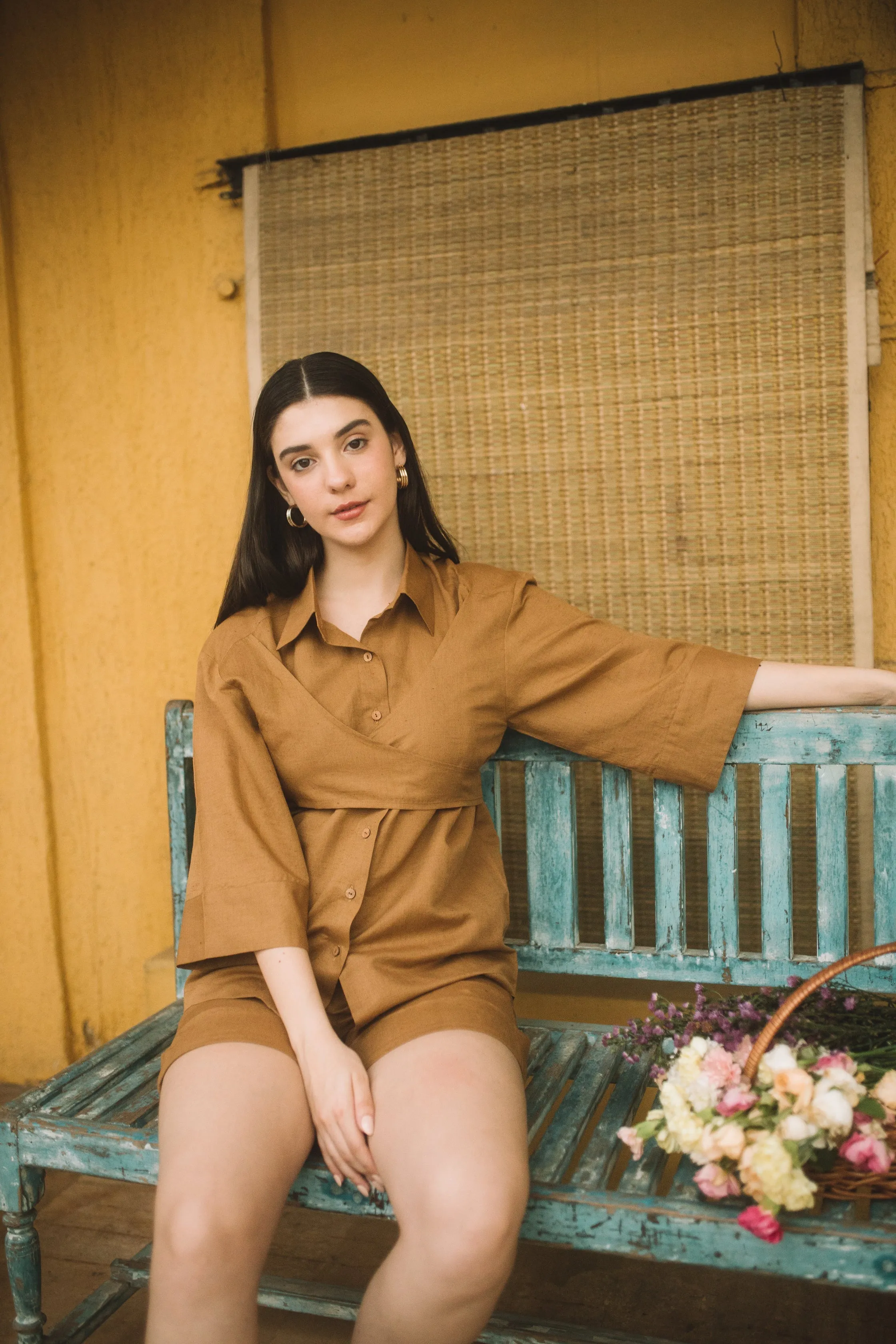 Brown Straight-Leg Shorts