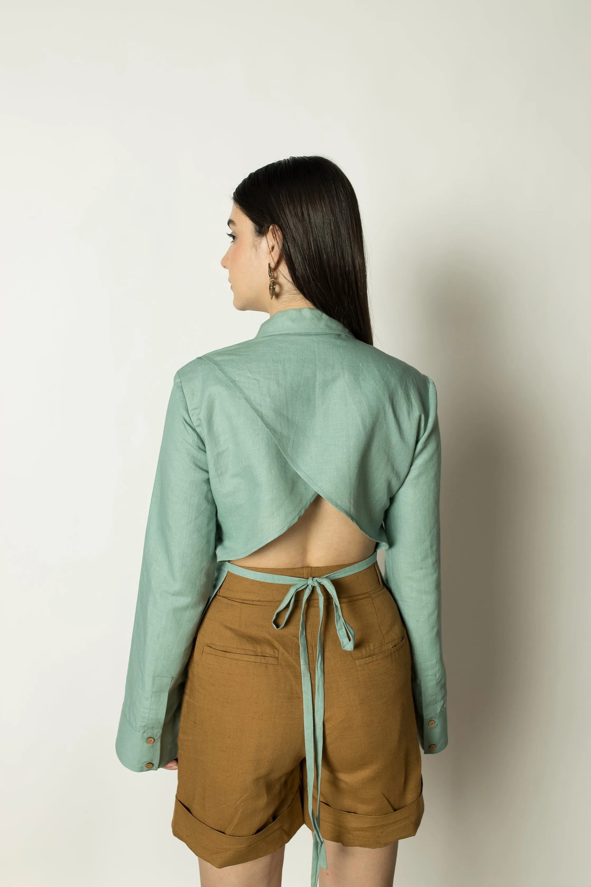 Brown Straight-Leg Shorts