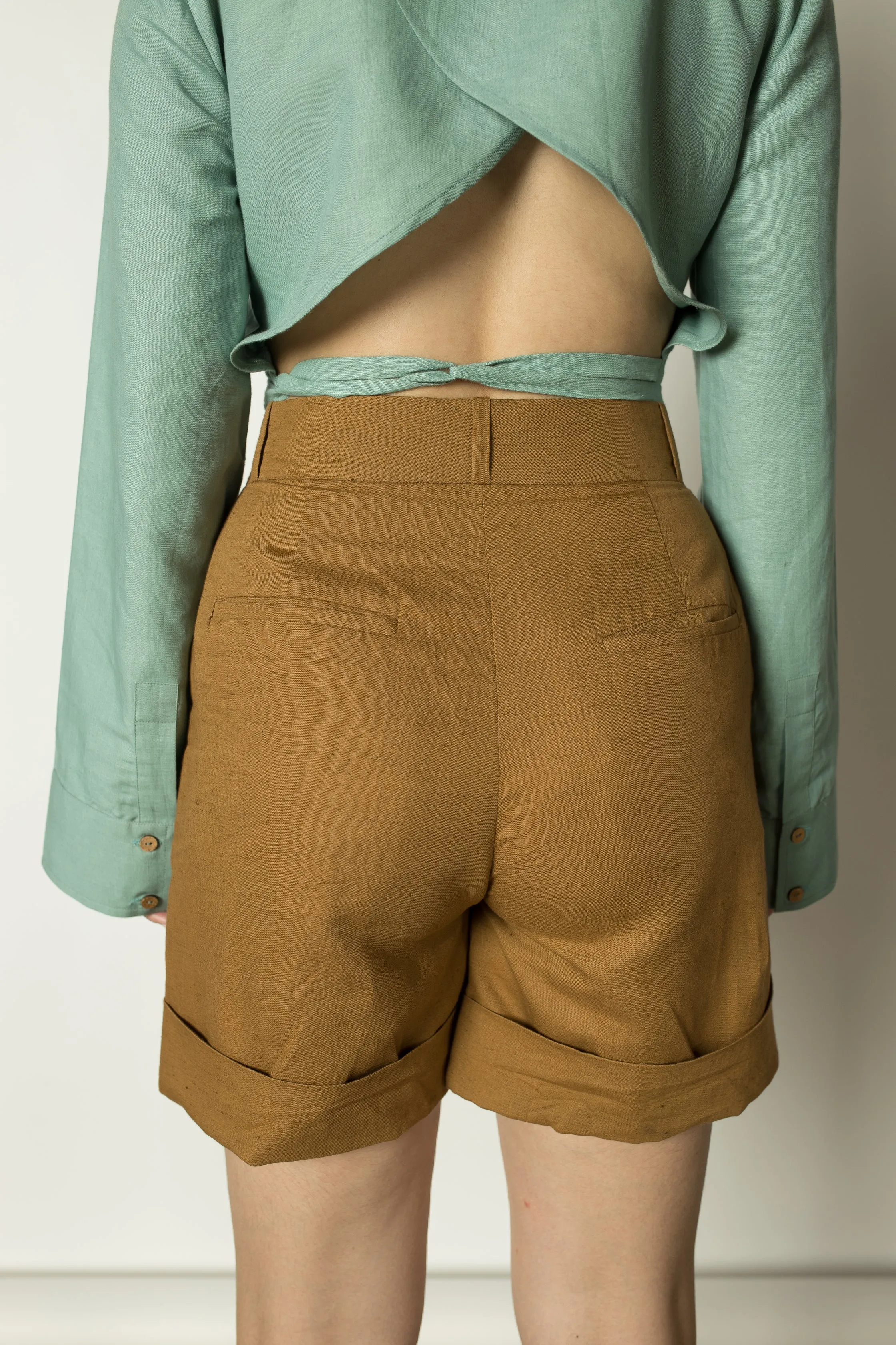 Brown Straight-Leg Shorts