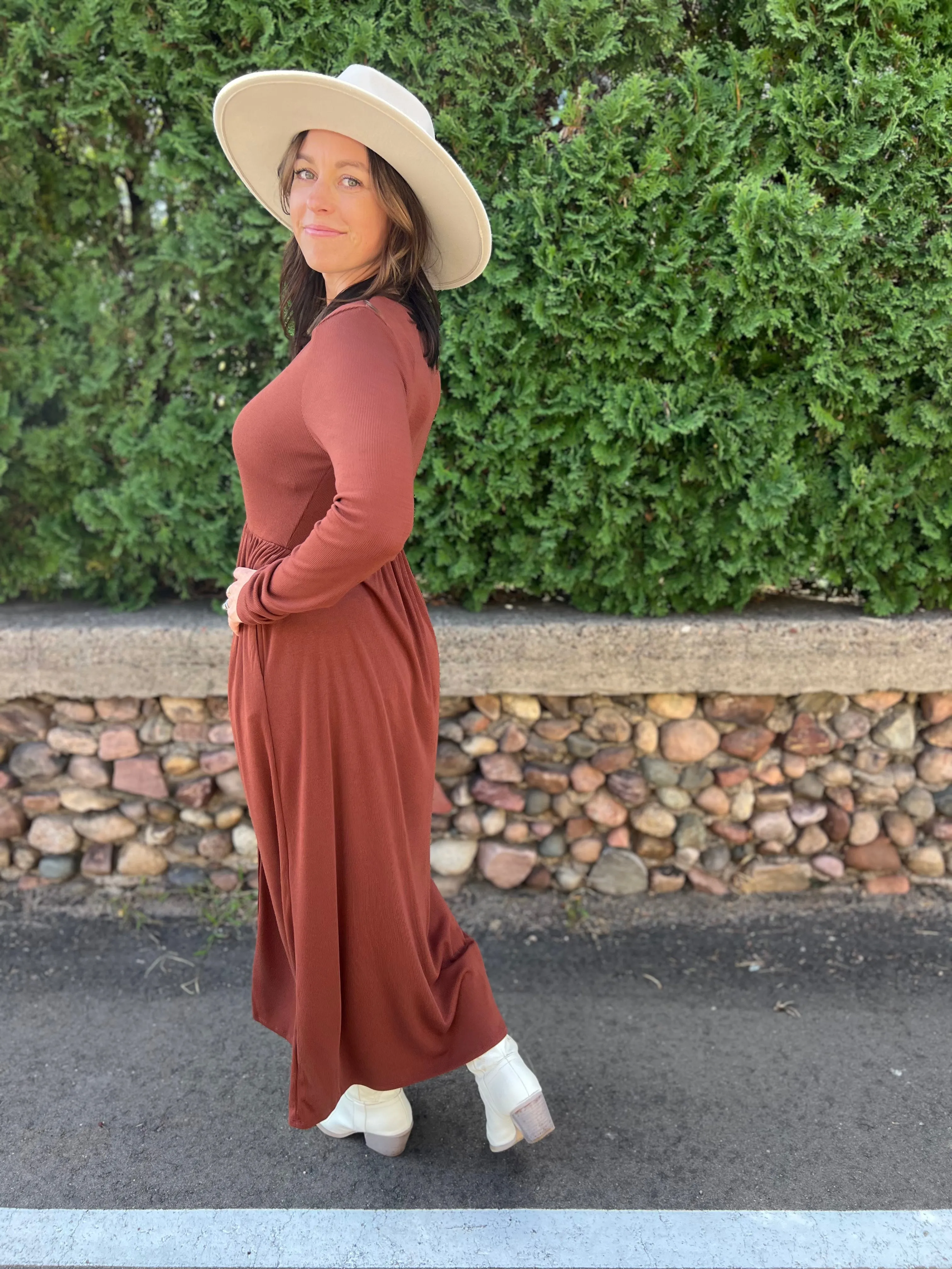 Button Up Long Sleeve Maxi Dress