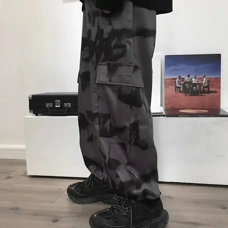 Cargo Tie Dye High Waisted Trousers Pants