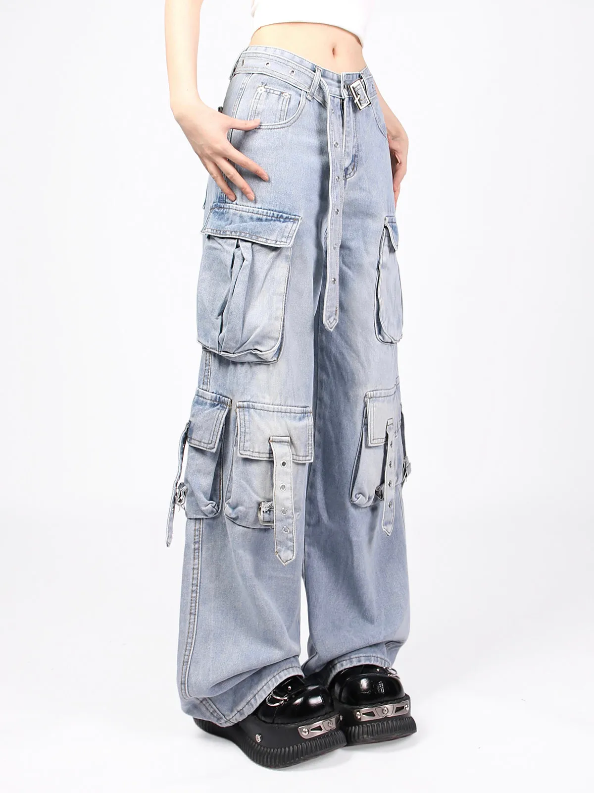 Casual Multi-pocket Denim Cargo