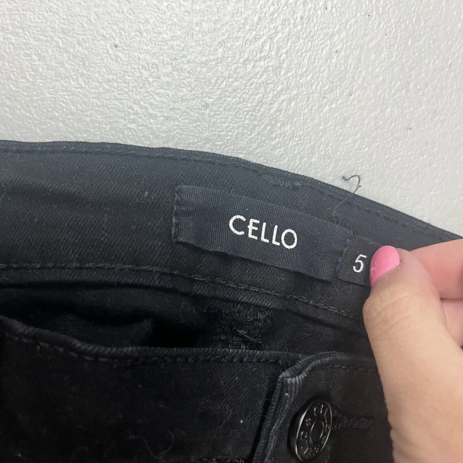 Cello Jeans Black Mid-Rise Distressed Skinny Jeans Size 5