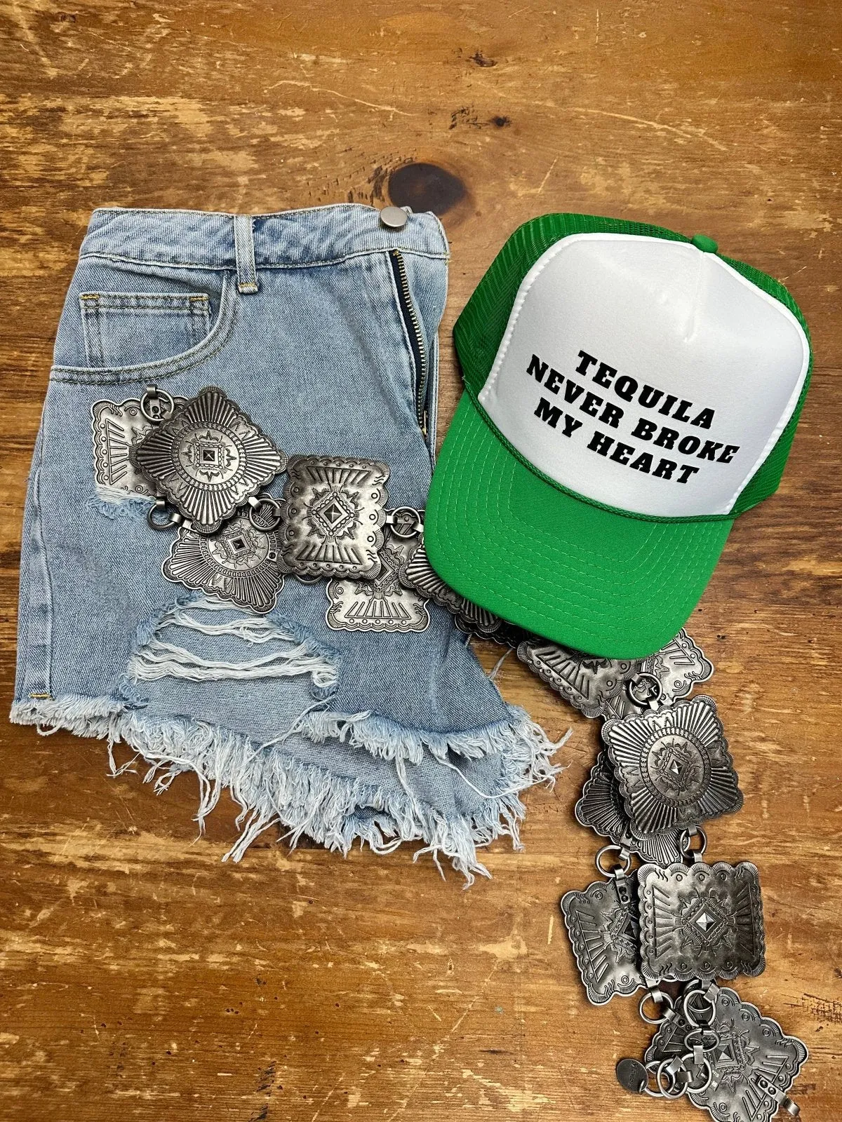 Daisy High Low Denim Shorts