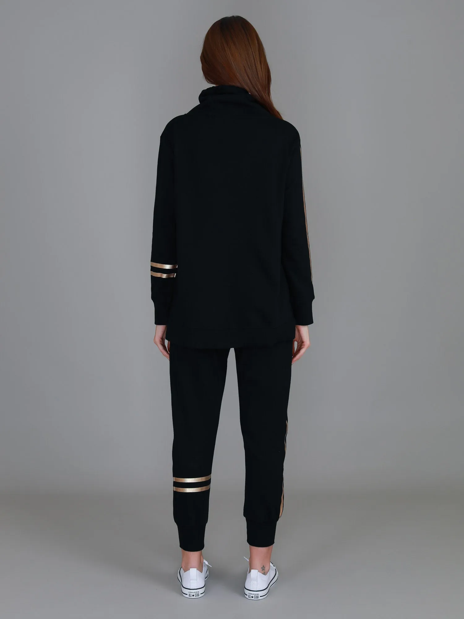 Darcy Golden Stripes Funnel Neck Sweatshirt