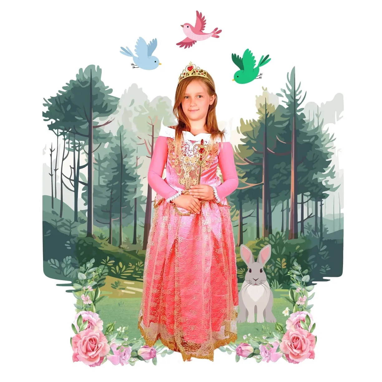 Disney-Inspired Sleeping Beauty Princess Aurora Deluxe Dress with Accessories