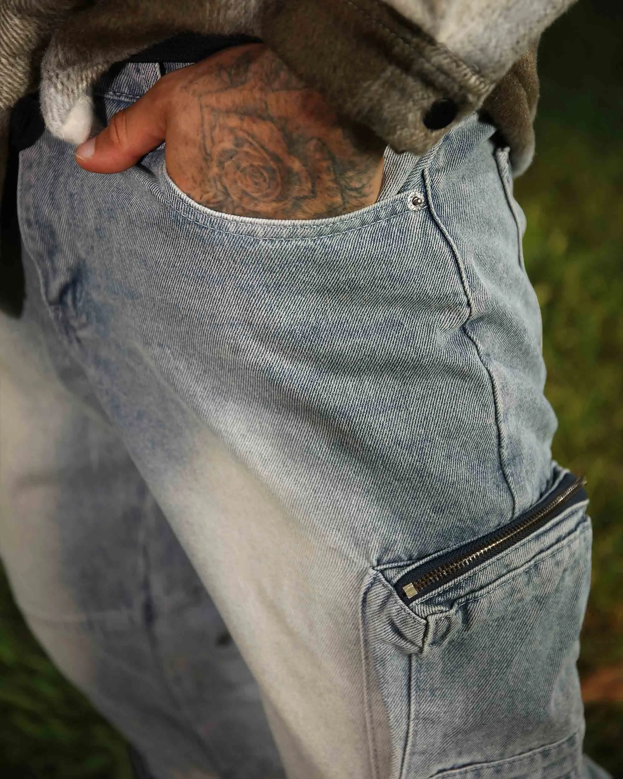 Distressed Cargo Straight Jeans with Versatile Pockets-Mexico Local Delivery