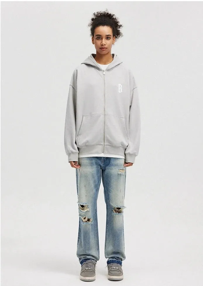 Distressed Ripped Unisex Straight Jeans