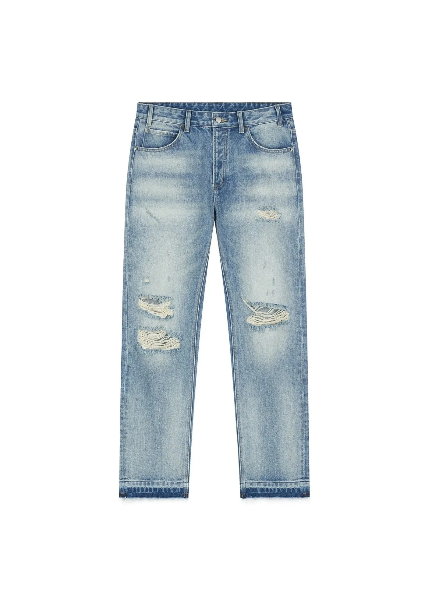 Distressed Ripped Unisex Straight Jeans