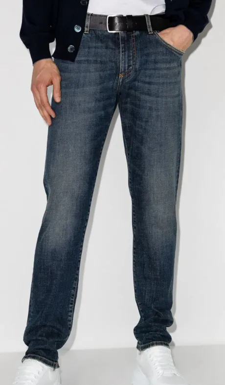 DOLCE & GABBANA - distressed mid-rise slim-fit jeans