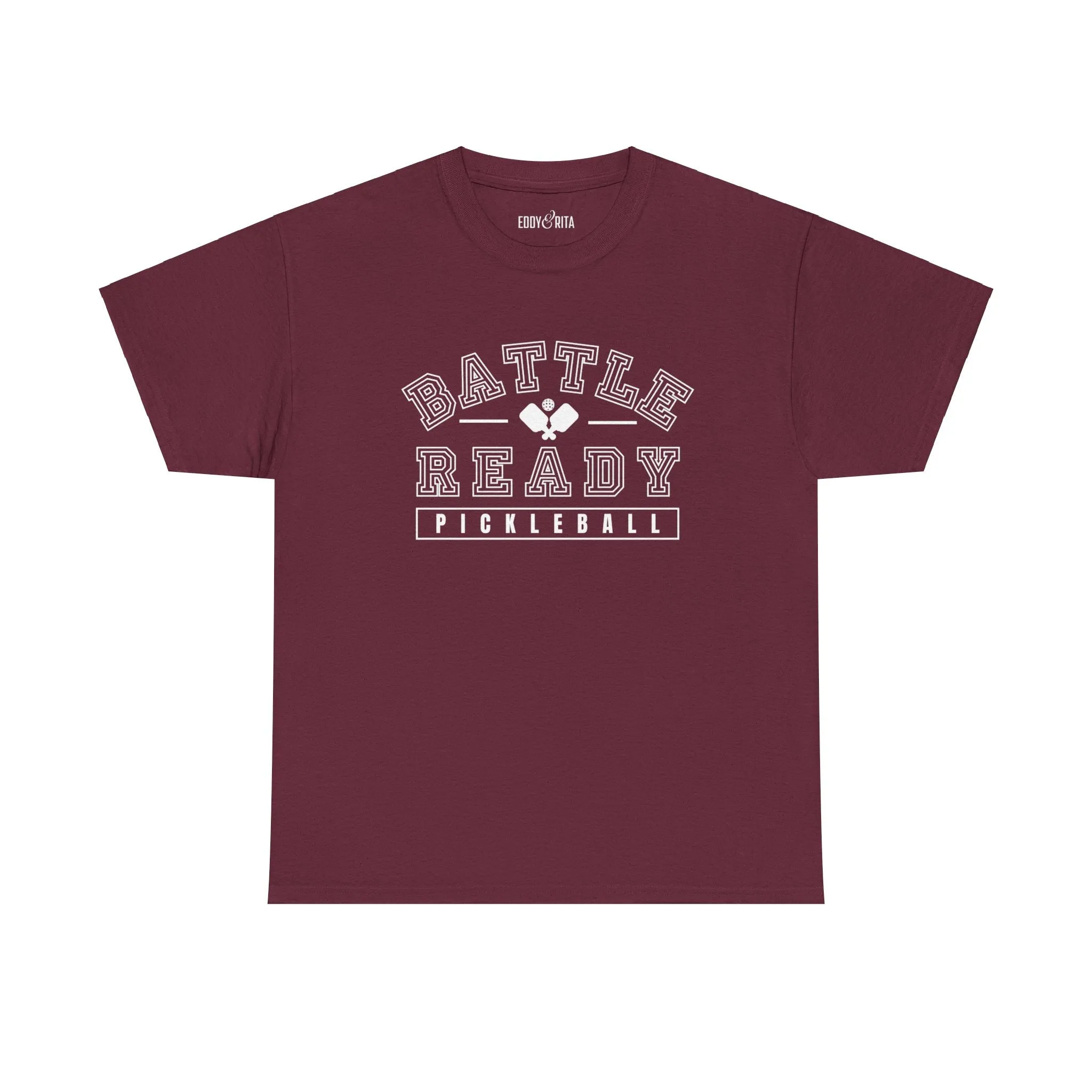 Eddy and Rita Unisex Heavy Cotton T-Shirt - "Battle Ready Pickleball" Graphic Tee for Sports Enthusiasts
