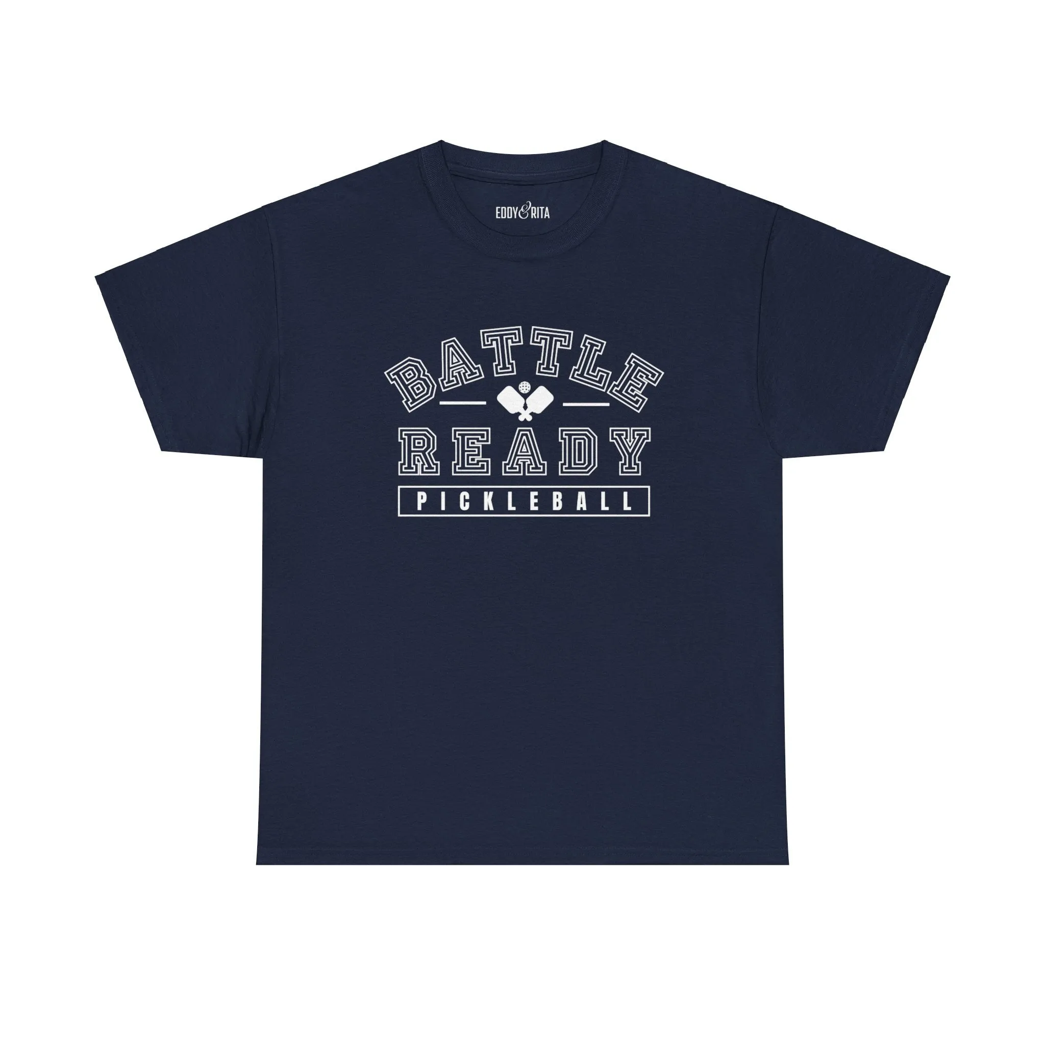 Eddy and Rita Unisex Heavy Cotton T-Shirt - "Battle Ready Pickleball" Graphic Tee for Sports Enthusiasts