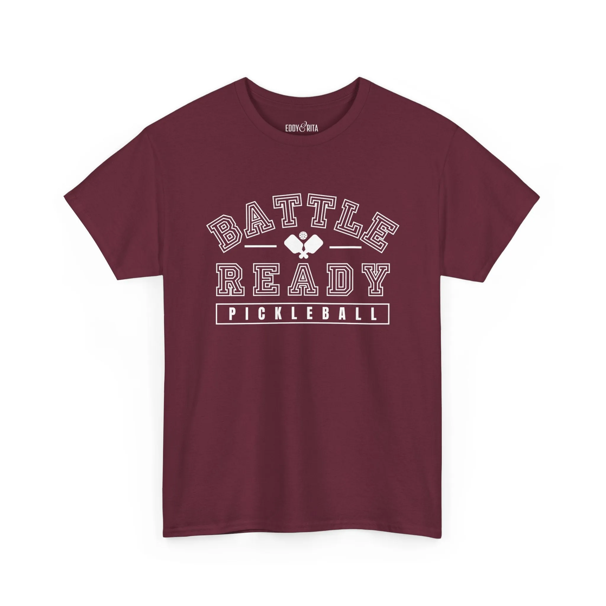 Eddy and Rita Unisex Heavy Cotton T-Shirt - "Battle Ready Pickleball" Graphic Tee for Sports Enthusiasts