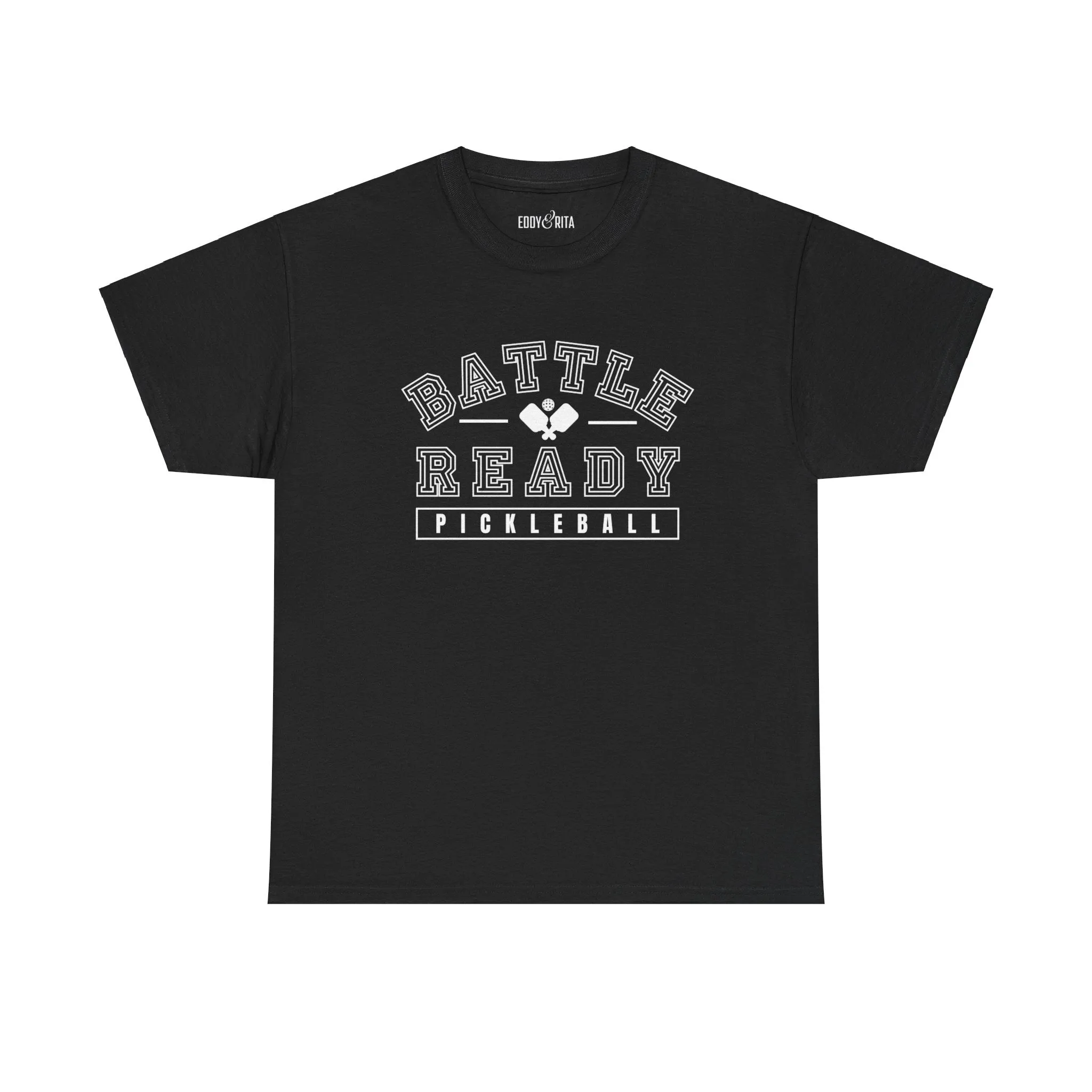 Eddy and Rita Unisex Heavy Cotton T-Shirt - "Battle Ready Pickleball" Graphic Tee for Sports Enthusiasts