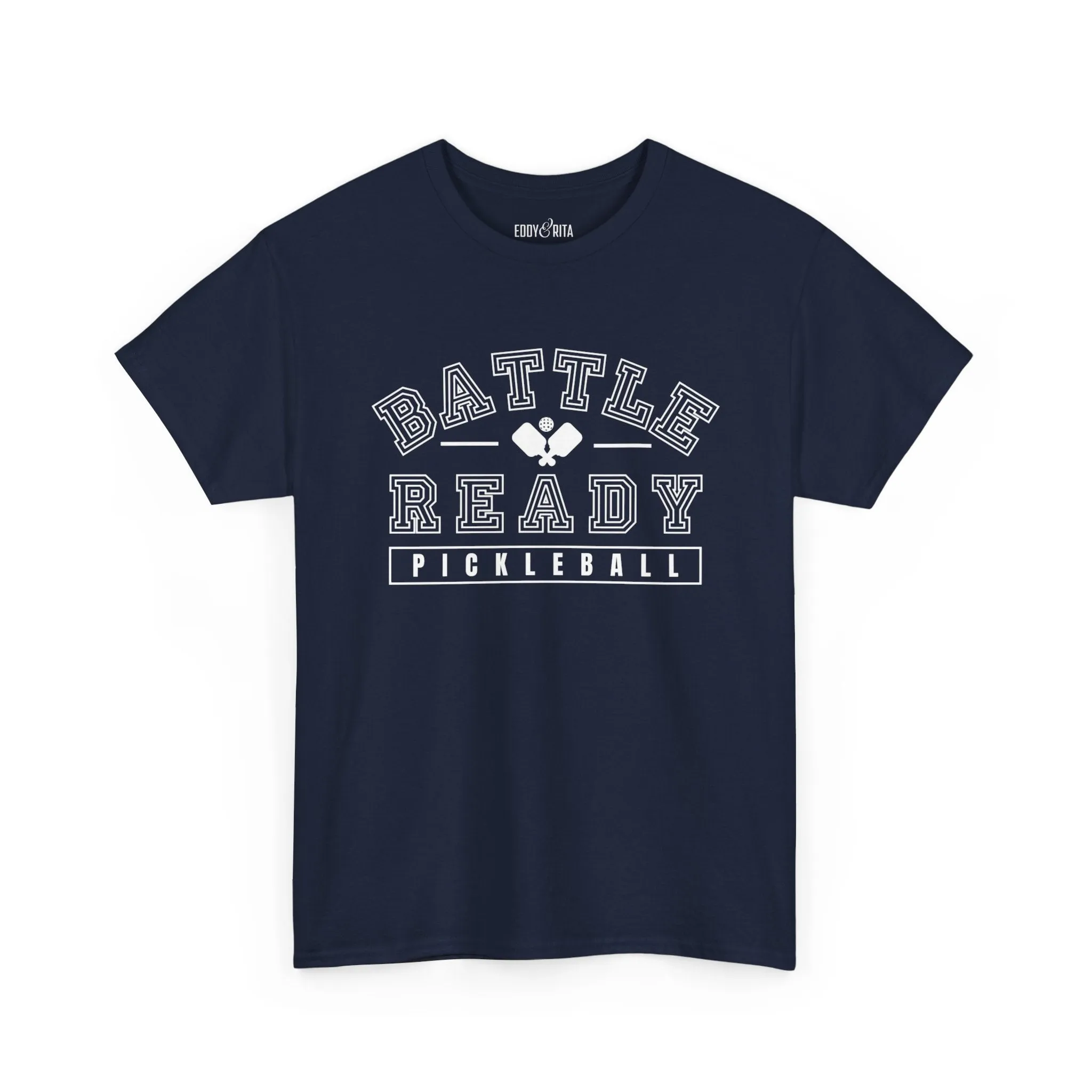 Eddy and Rita Unisex Heavy Cotton T-Shirt - "Battle Ready Pickleball" Graphic Tee for Sports Enthusiasts