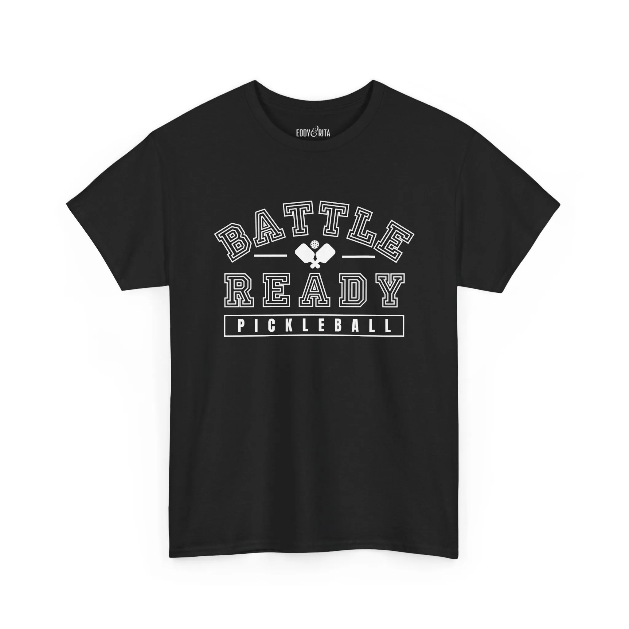 Eddy and Rita Unisex Heavy Cotton T-Shirt - "Battle Ready Pickleball" Graphic Tee for Sports Enthusiasts