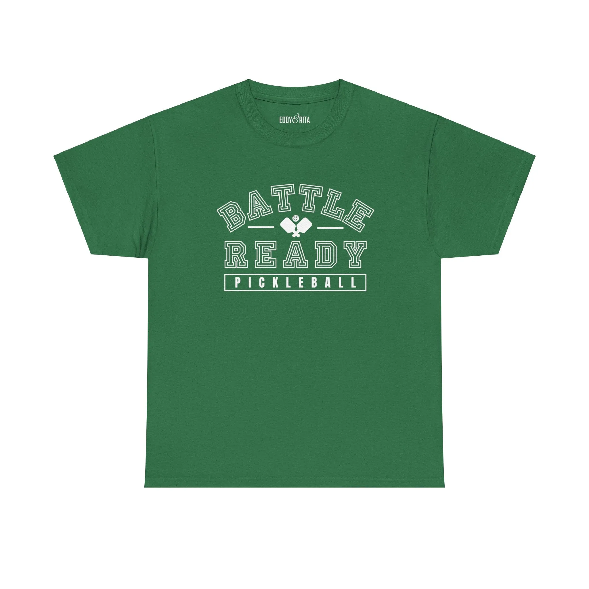 Eddy and Rita Unisex Heavy Cotton T-Shirt - "Battle Ready Pickleball" Graphic Tee for Sports Enthusiasts