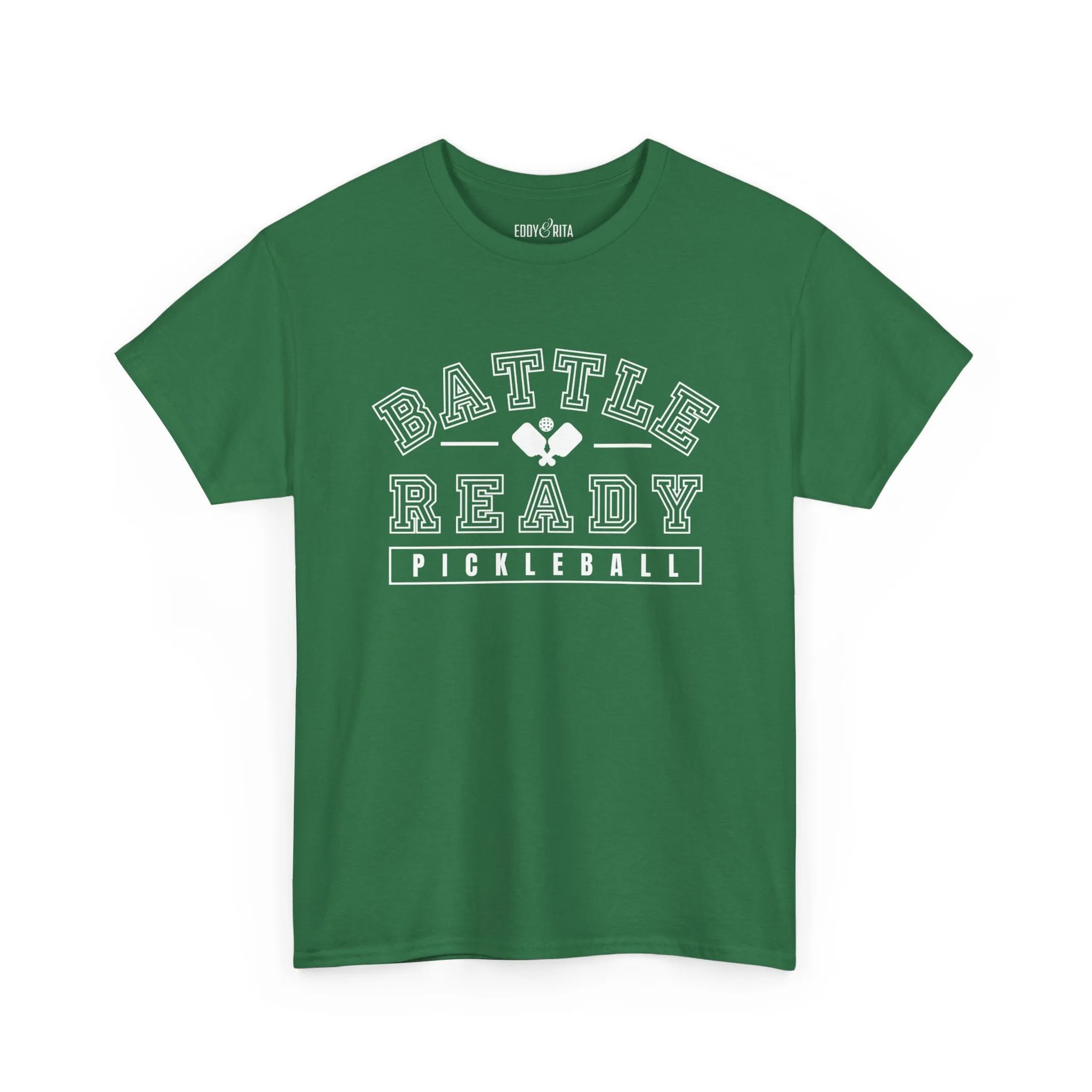 Eddy and Rita Unisex Heavy Cotton T-Shirt - "Battle Ready Pickleball" Graphic Tee for Sports Enthusiasts