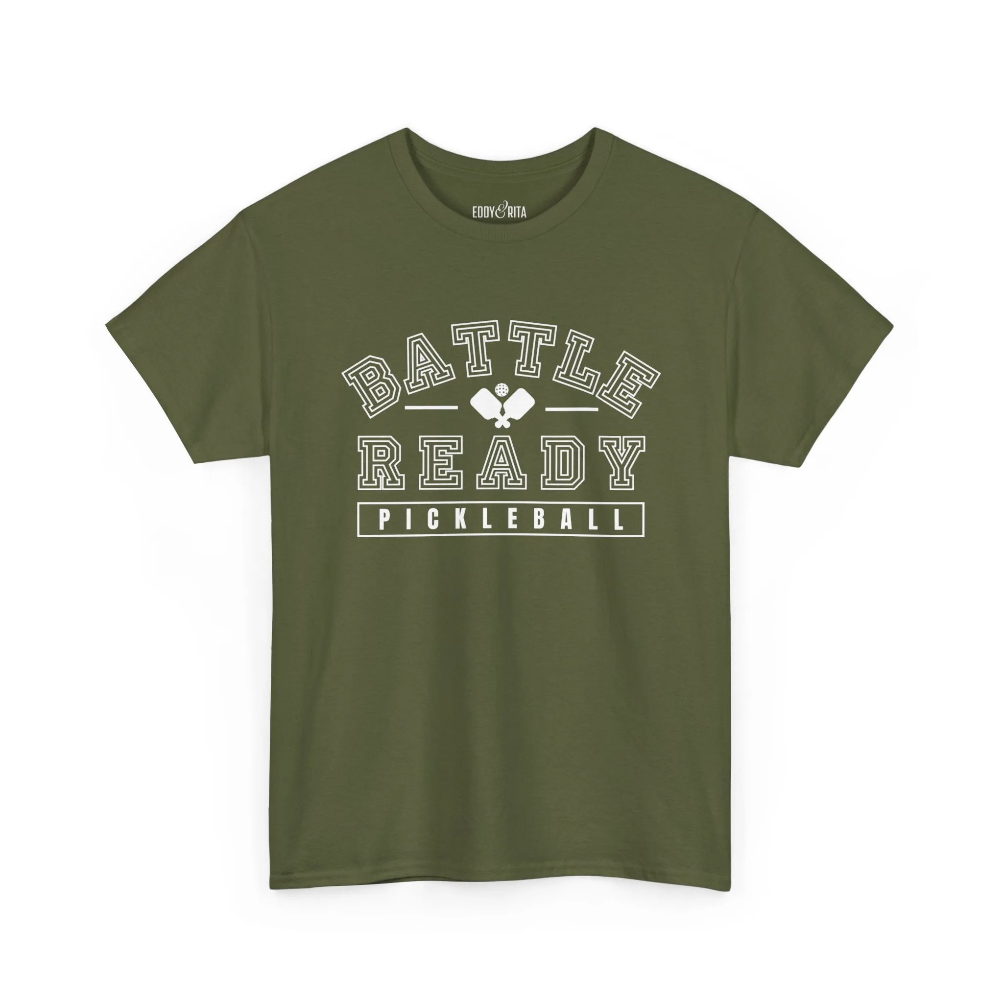 Eddy and Rita Unisex Heavy Cotton T-Shirt - "Battle Ready Pickleball" Graphic Tee for Sports Enthusiasts