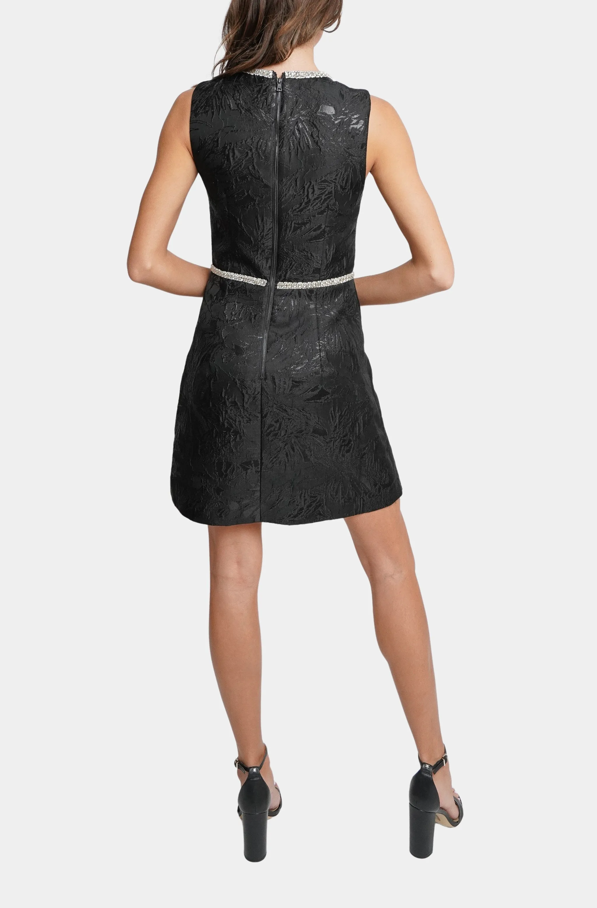 Ellis Embellished Crew Neck Sleeveless Mini Dress with Bows