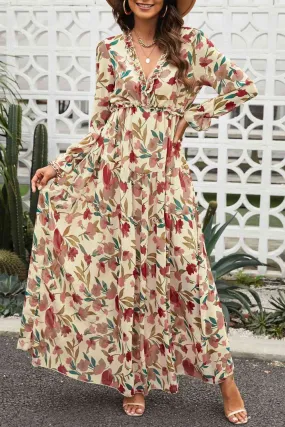 Exclusive Long Sleeve Plunge Dress Maxi | Enoch Fashion