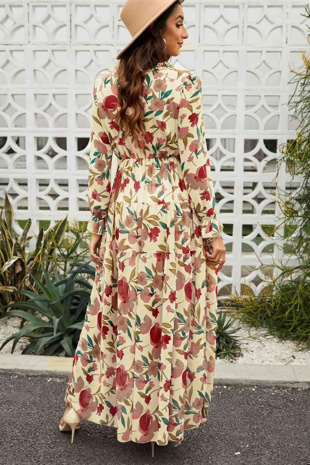Exclusive Long Sleeve Plunge Dress Maxi | Enoch Fashion