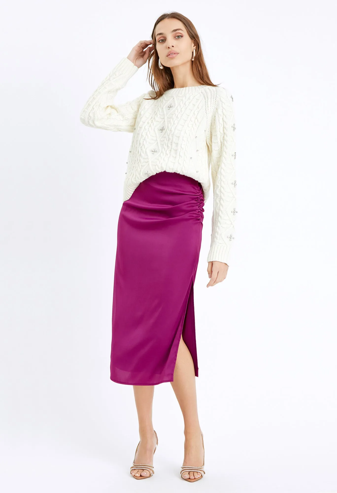 Faye Textured Slip Midi Skirt