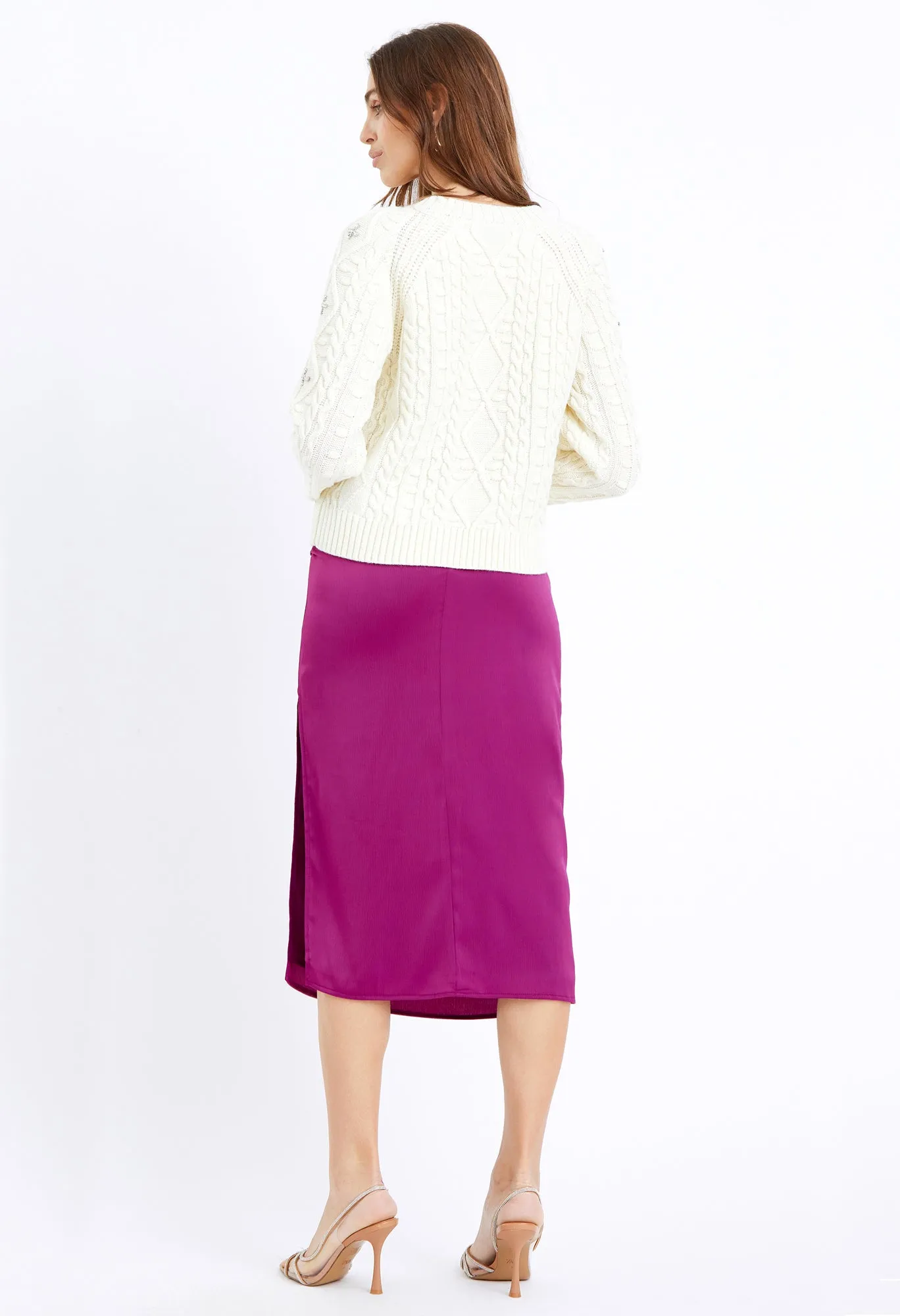 Faye Textured Slip Midi Skirt