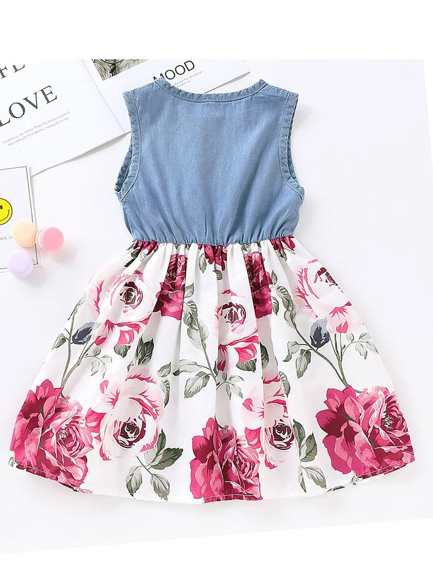 Flower Sleeveless Dress for Toddler Little Girl