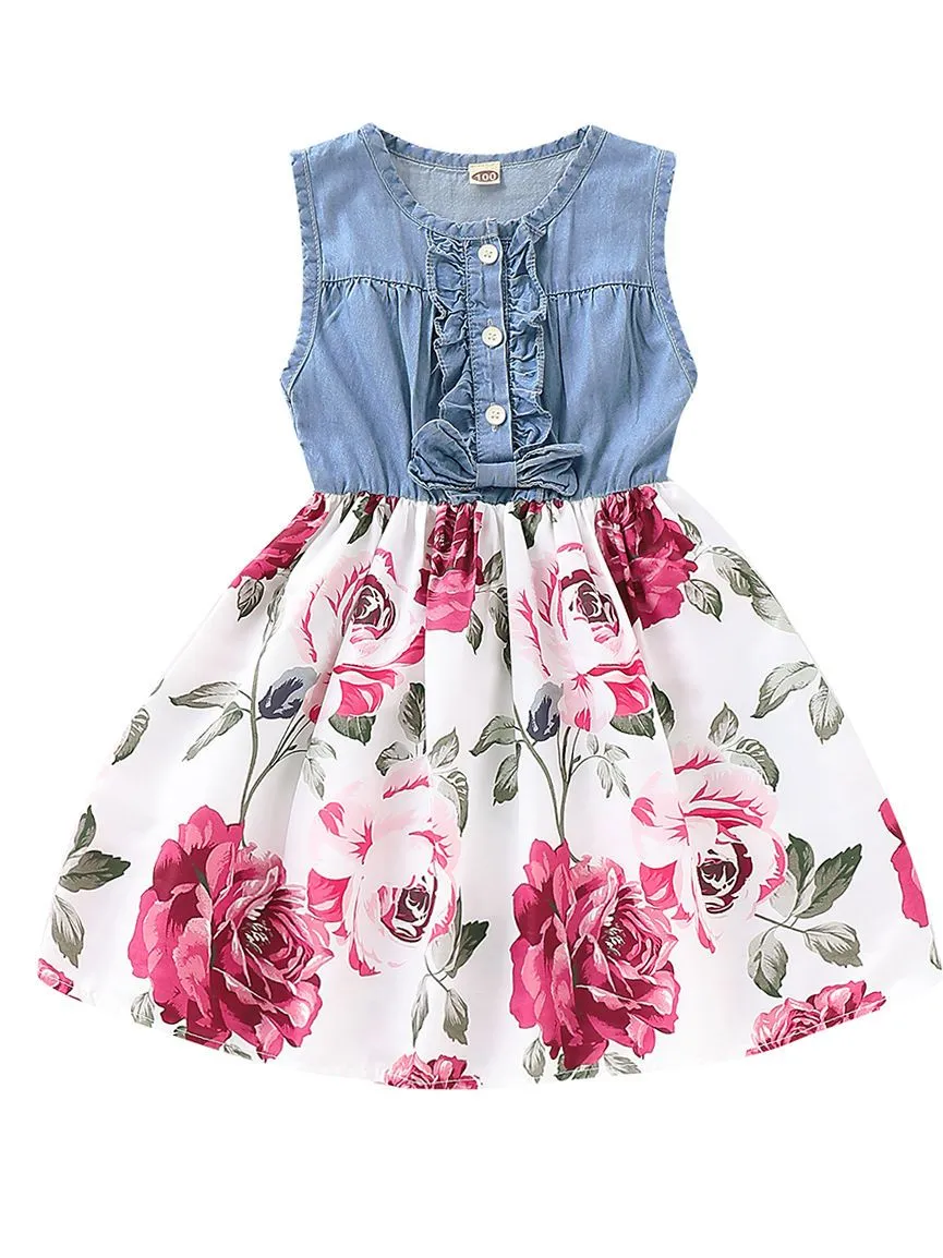 Flower Sleeveless Dress for Toddler Little Girl