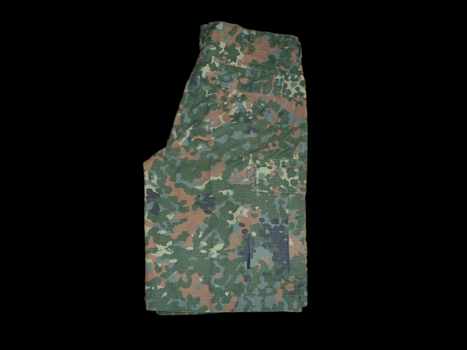 GERMAN FLECKTARN CAMOUFLAGE BDU CARGO SHORTS MILITARY STYLE 6 POCKET BUTTON FLY