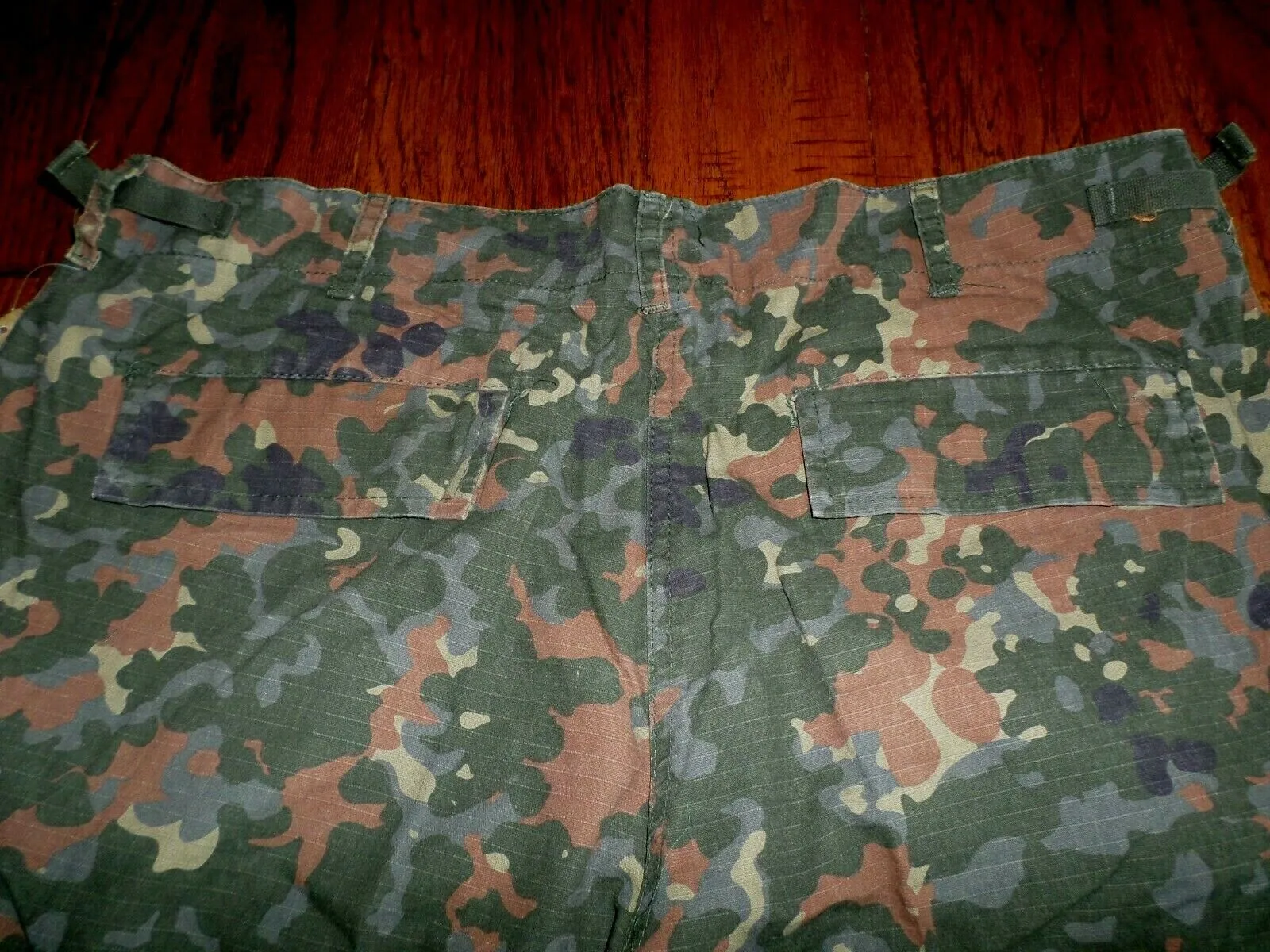 GERMAN FLECKTARN CAMOUFLAGE BDU CARGO SHORTS MILITARY STYLE 6 POCKET BUTTON FLY