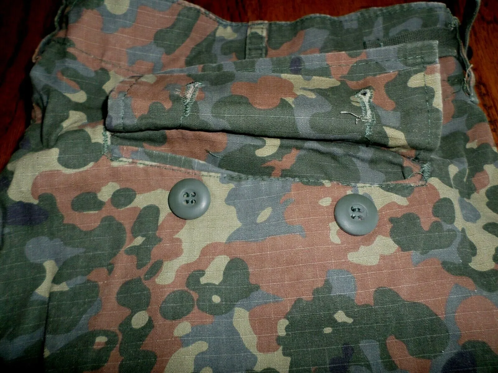 GERMAN FLECKTARN CAMOUFLAGE BDU CARGO SHORTS MILITARY STYLE 6 POCKET BUTTON FLY