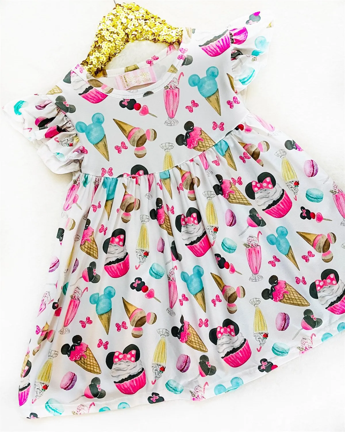 Girls Fun Character Dresses - White Treats