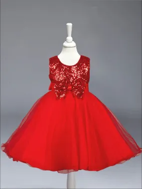 Girls Glitter and Tulle Princess Holiday Dress With Scalloped Hem