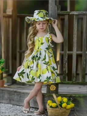 Girls Spring Sleeveless Floral Print Sun Dress with Matching Hat