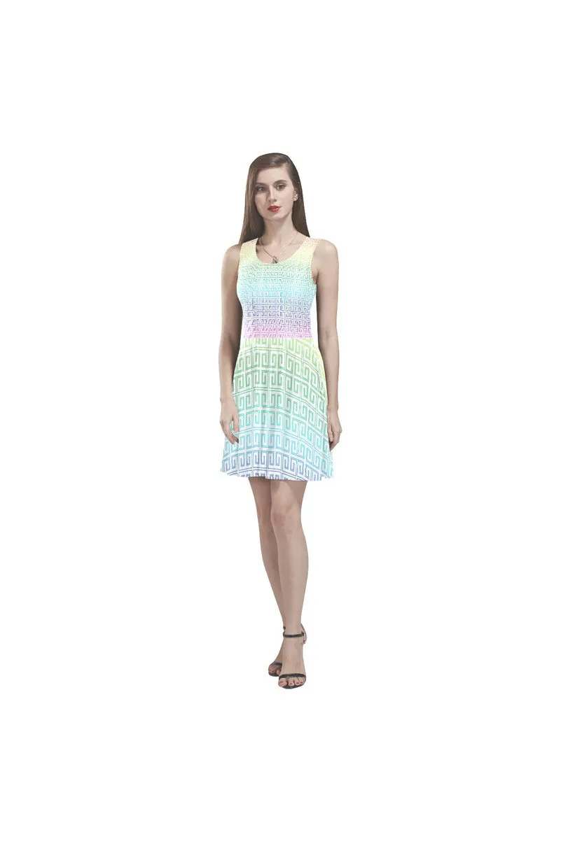 Greek Key Rainbow Thea Sleeveless Skater Dress