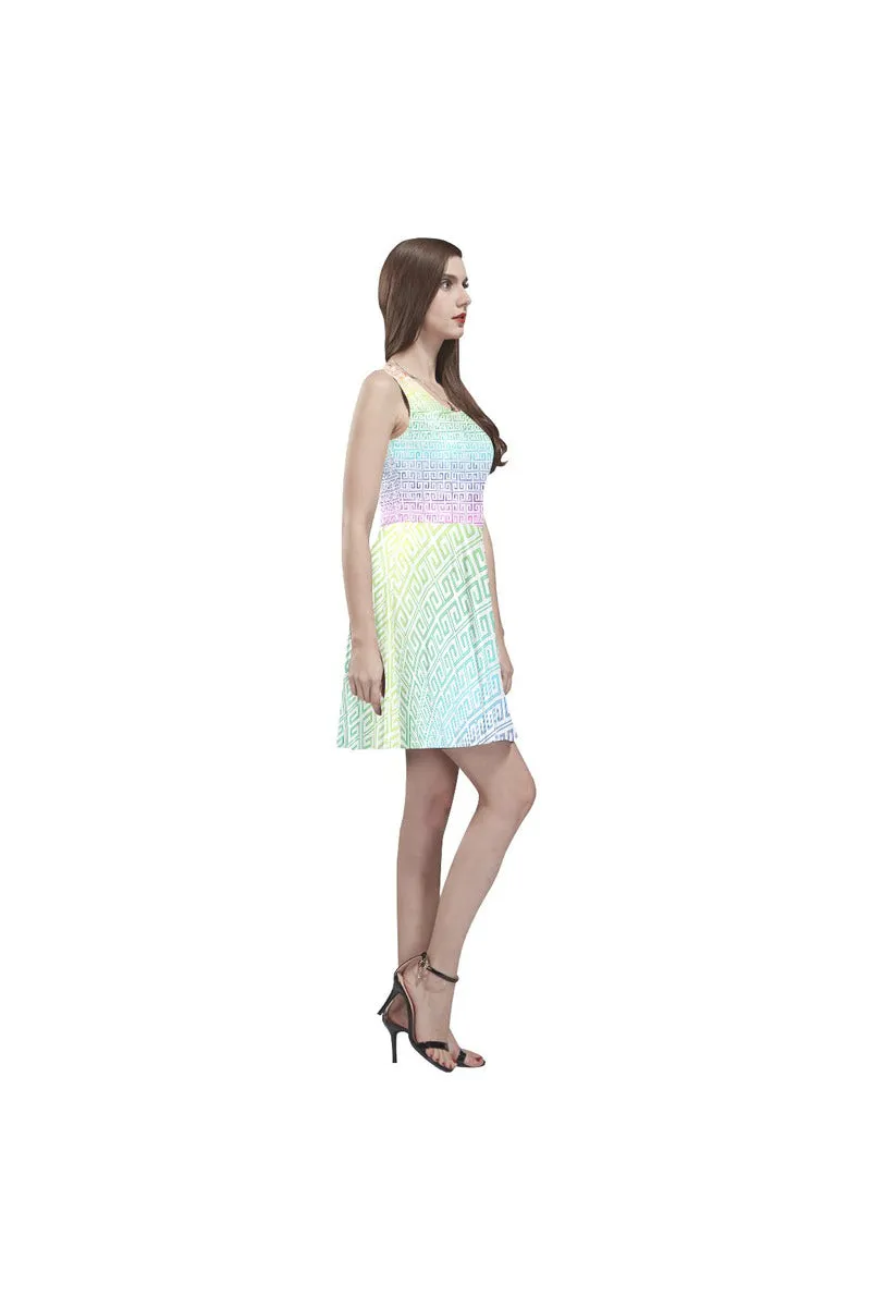 Greek Key Rainbow Thea Sleeveless Skater Dress