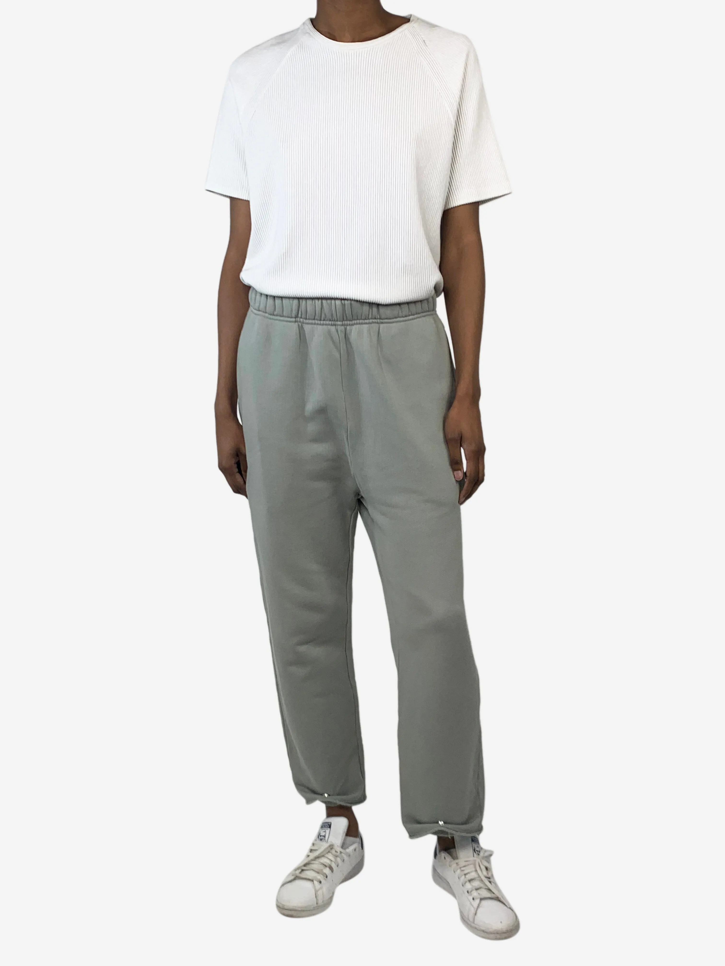 Green straight-leg cotton-jersey sweatpants - size XS
