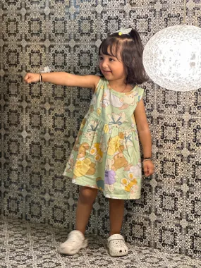 Green Teddy Sleeveless Dress
