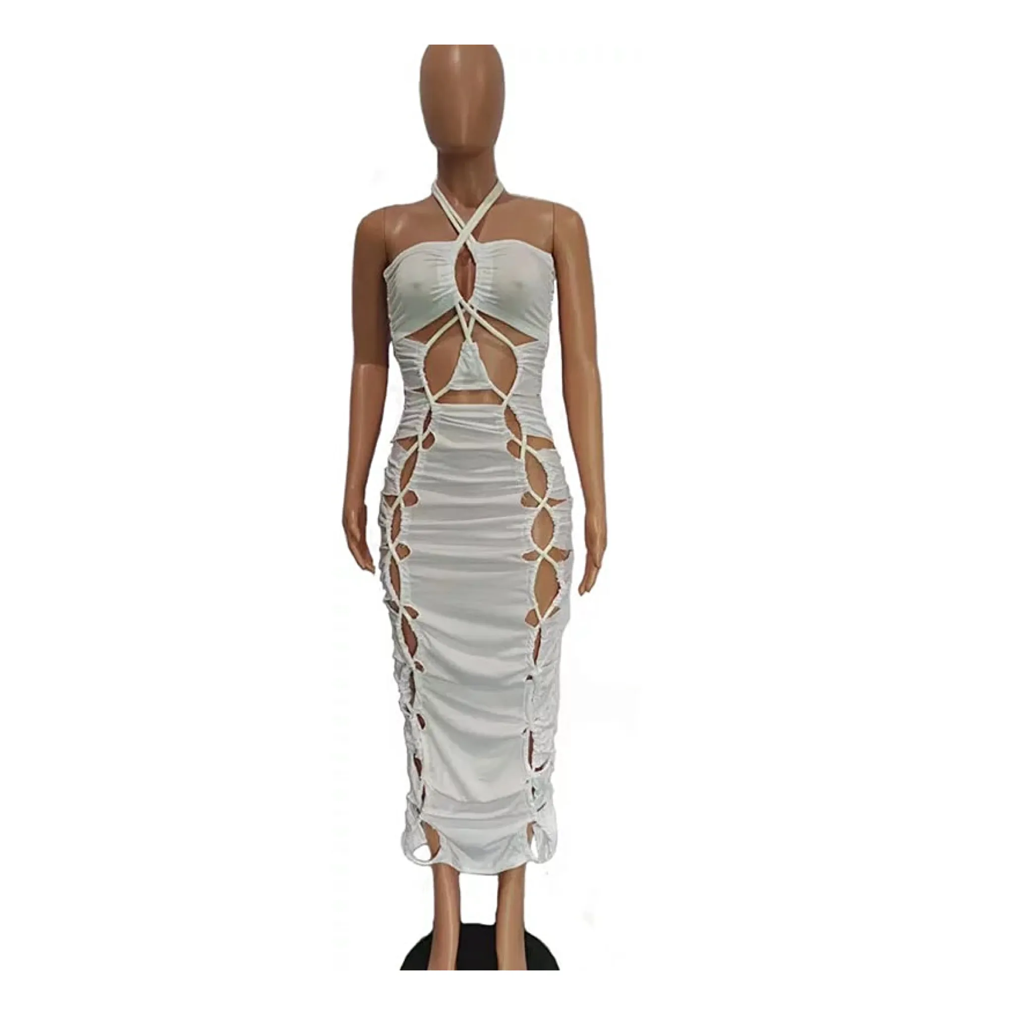 Halterneck Strappy Bodycon Maxi Dress