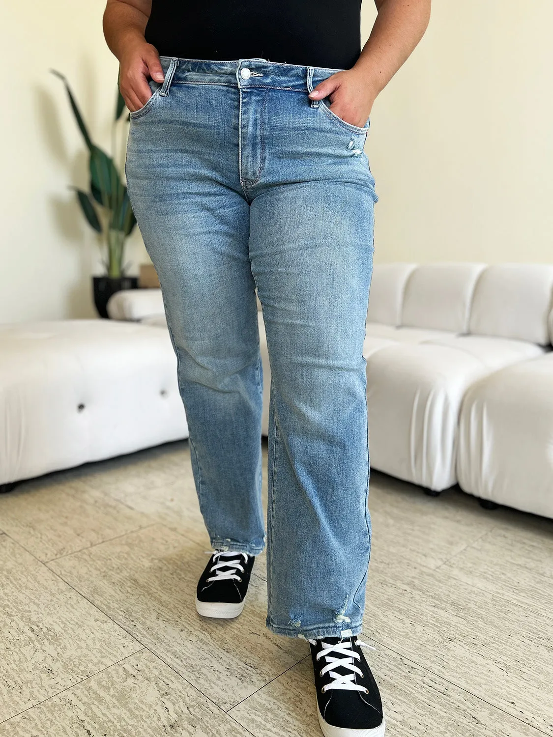Hazel Blues® |  Judy Blue High Waist Distressed Straight Jeans