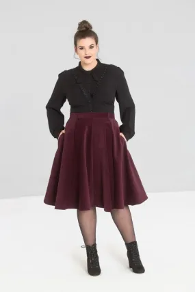 Hell Bunny Jefferson Corduroy Skirt - Wine